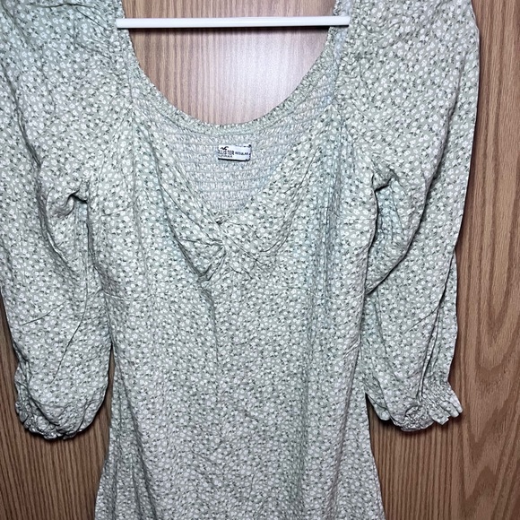 Hollister Sage Green Floral Long-Sleeve Scoop Dress - Picture 3 of 7